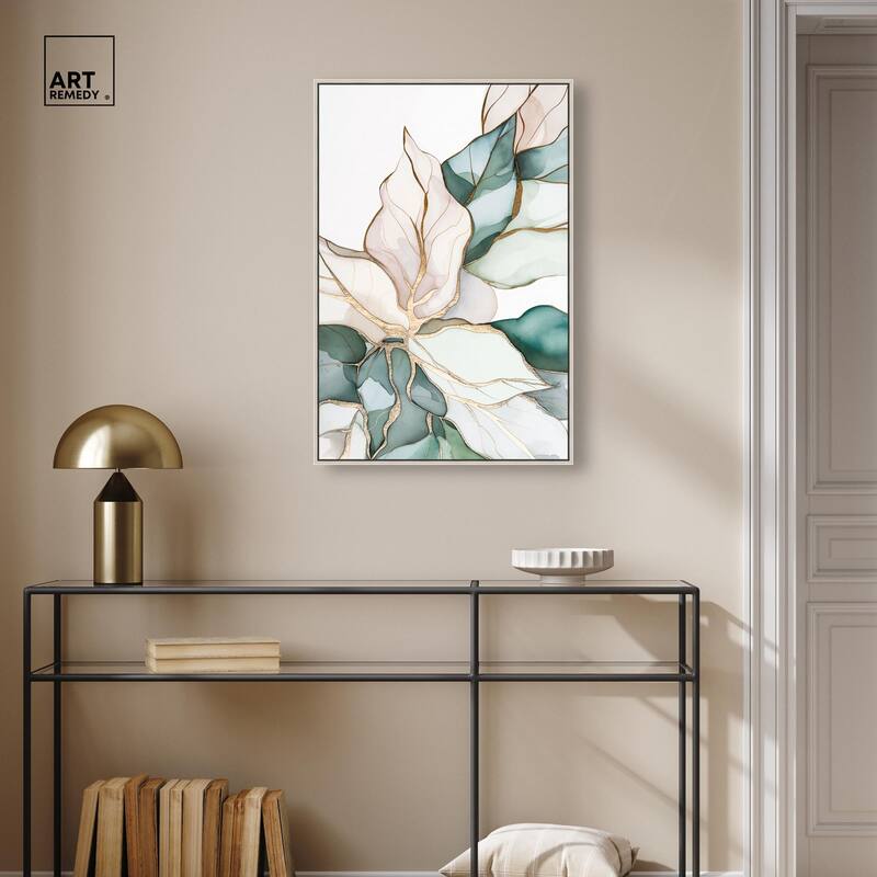 Pastel Leaves with Gold II Canvas by Art Remedy