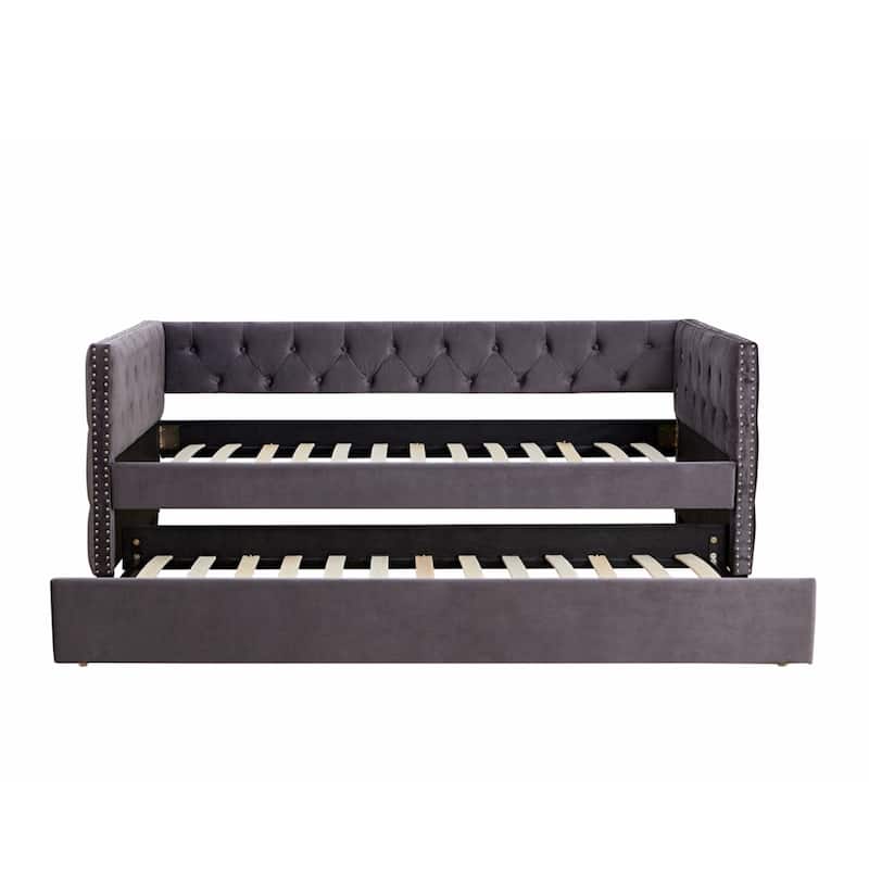 Velvet Upholstered Daybed with Trundle