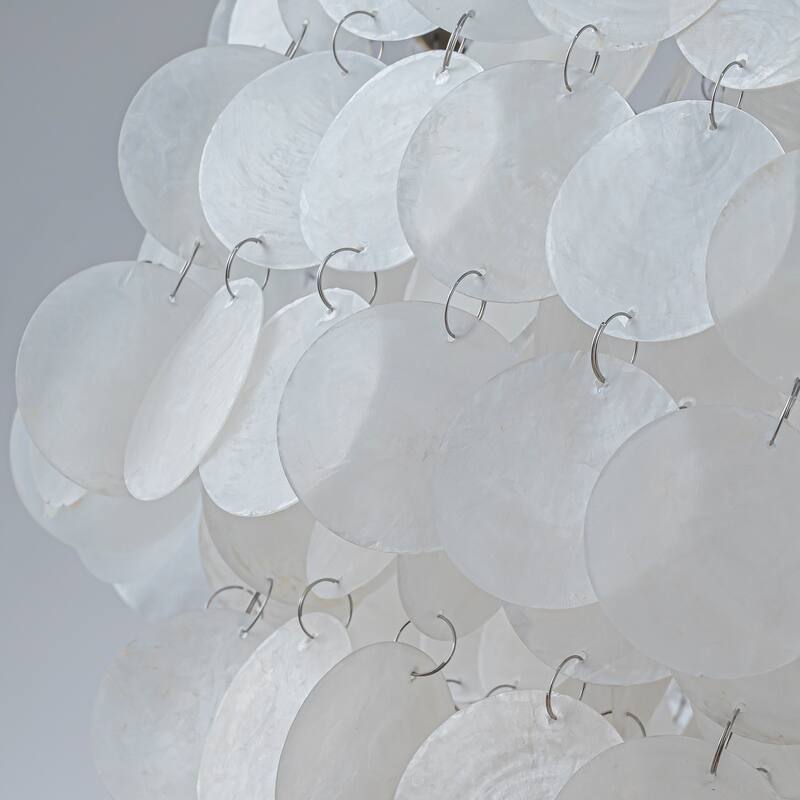 3/6-Lights Unique Tiered Bronze Capiz Chandelier with Seashell Accents