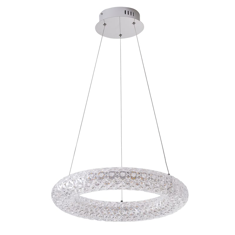 1-Light Chrome LED Chandelier With A Clear Acrylic Halo Ring