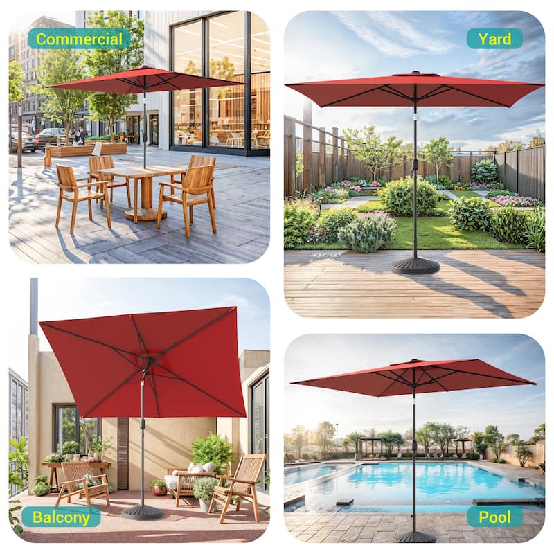 Bonosuki 10 x 6.5ft Patio Rectangular Umbrella with Tilt and Crank