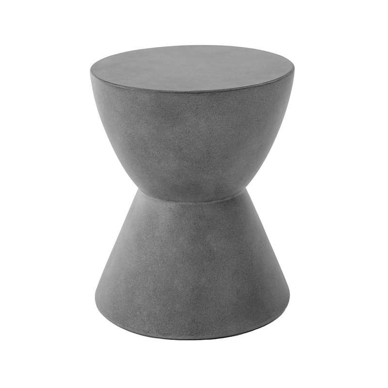 Christopher Knight Home - 15.25" Outdoor MGO Concrete Side Table with Hourglass Silhouette for Patio, Balcony, Poolside