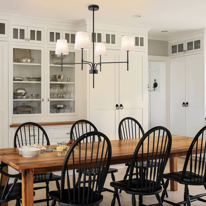 Starsky Transitional & Modern Chandelier with White Fabric Shades