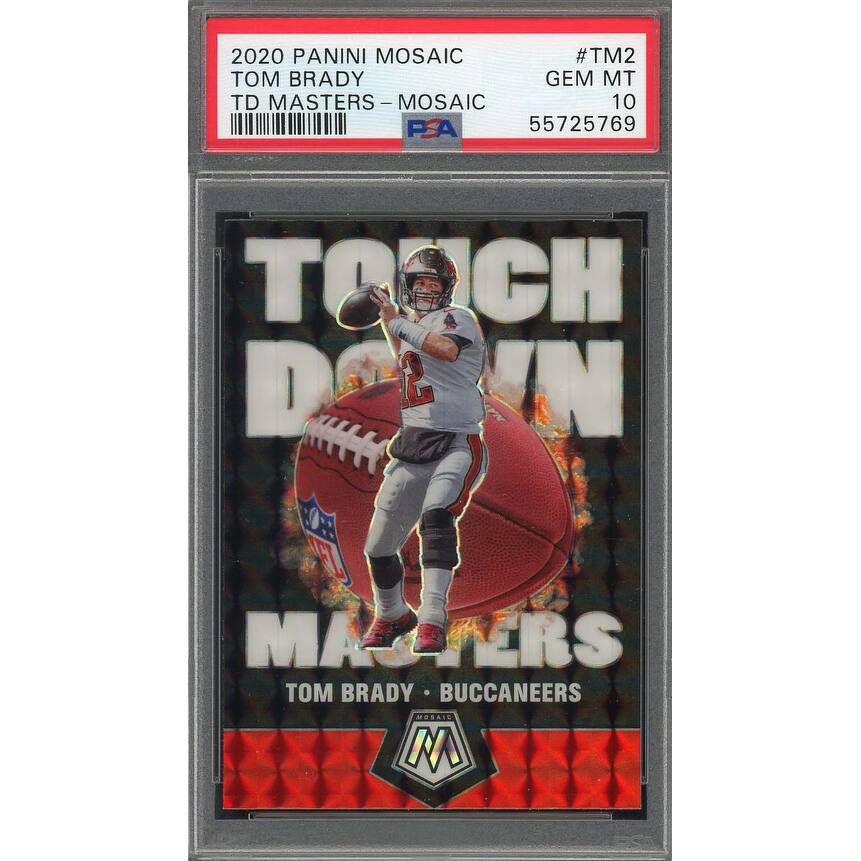 Tom Brady 2020 Panini Mosaic TD Masters Silver Prizm Card #TM2 Graded PSA 10 - 8'6" x 11'6"