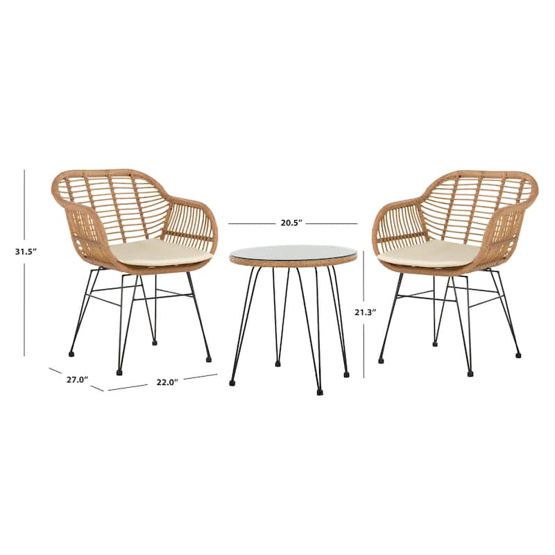 SAFAVIEH Outdoor Montserrat 3-Piece Lounge Set - 22Wx27Dx32H