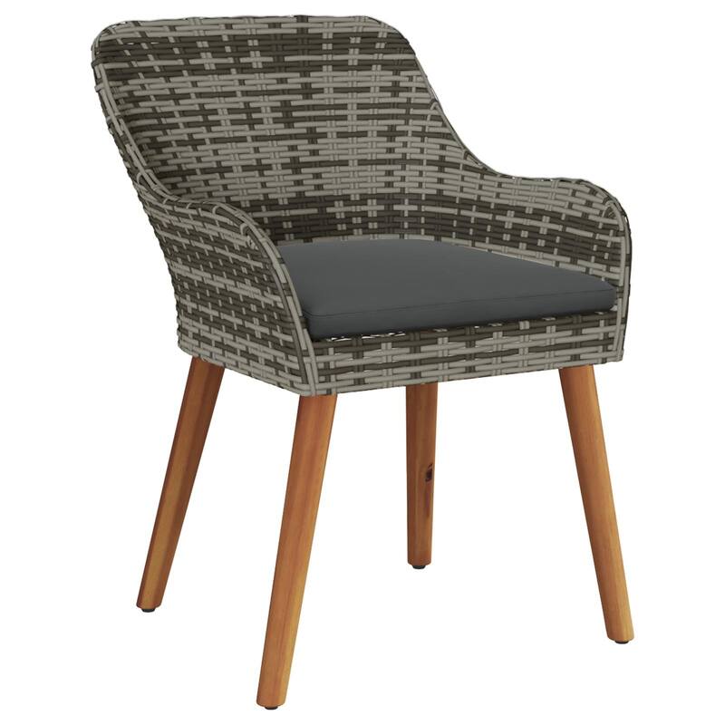 vidaXL Patio Chairs 2 Pcs Patio Wicker Dining Chair with Cushions Poly Rattan - 21.7 x 24.6 x 32.3
