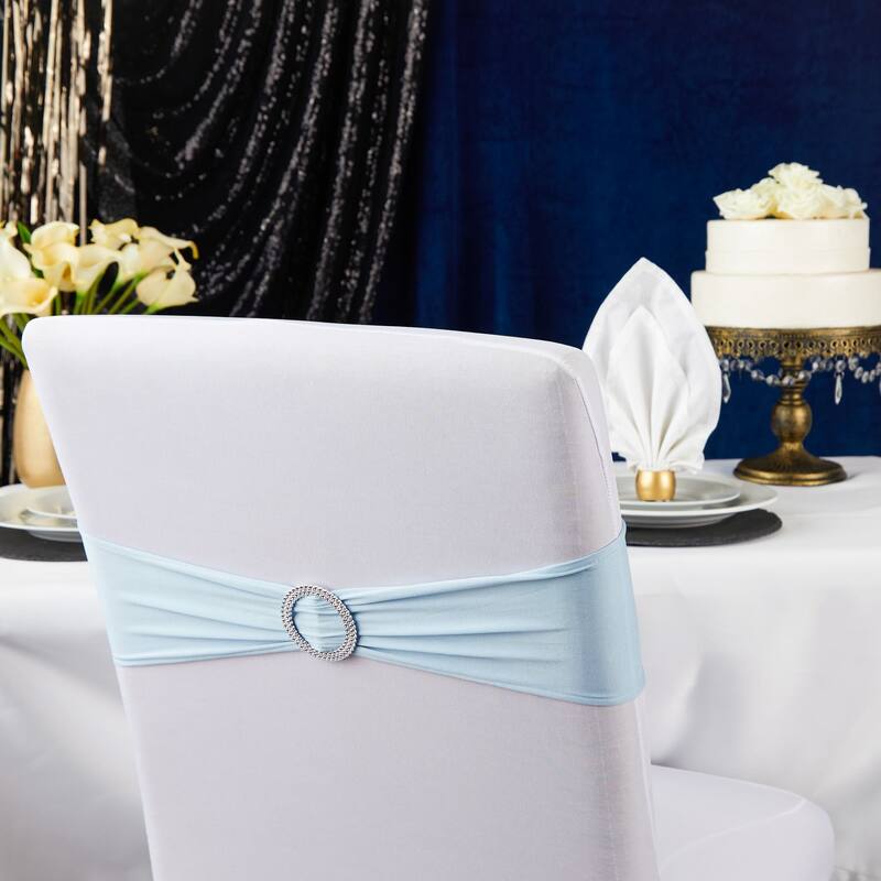50 Pack Light Blue Chair Sashes with Buckles for Wedding Reception