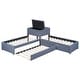 preview thumbnail 9 of 14, L-Shaped Twin Platform Bed with Trundle, Drawers, and Desk, Solid Wood Frame, Grey