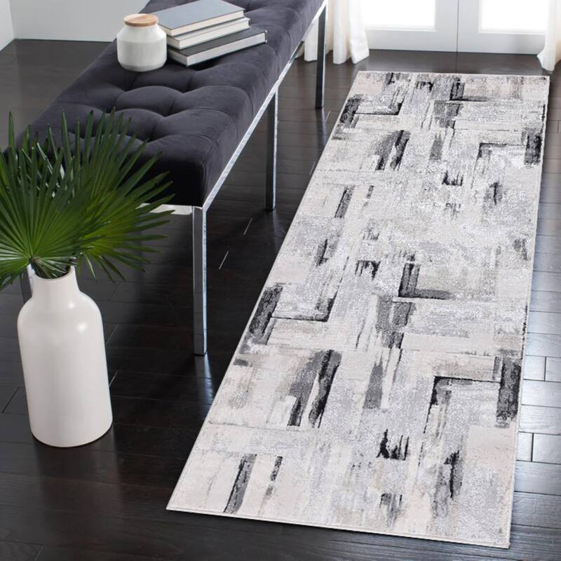 Nevada Collection Abstract Gray/Black Neutral Area Rug