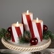 preview thumbnail 3 of 4, LED Flameless Flickering Candy Cane Wax Pillar Christmas Candles - 6" - Set of 3