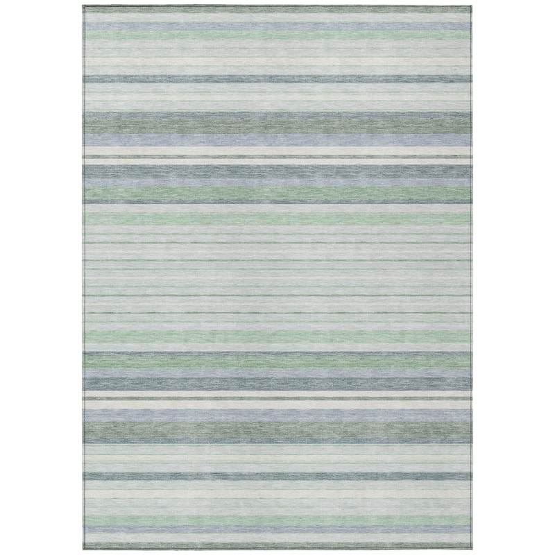 Machine Washable Indoor/ Outdoor Modern Stripes Chantille Rug
