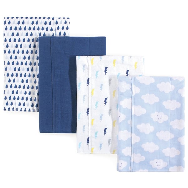 slide 1 of 1, Luvable Friends Baby Boy Cotton Flannel Burp Cloths 4pk, Boy Clouds, One Size - Boy Clouds - One Size One Size - Boy Clouds