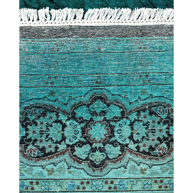 Fine Vibrance, One-of-a-Kind Hand-Knotted Area Rug - Green, 8' 1" x 8' 1" - 8' 1" x 8' 1"