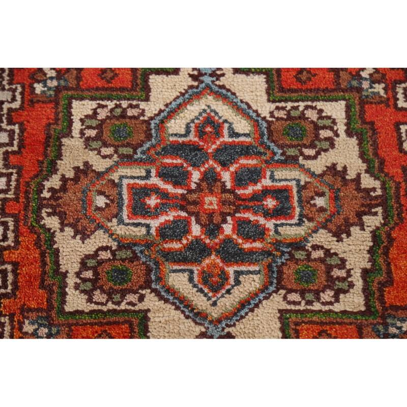 Geometric Heriz Indian Runner Rug Hand-knotted Wool Carpet - 2'7"x 8'0"