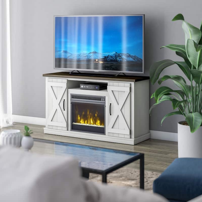 Modern Farmhouse TV Stand for TVs up to 55" with Electric Fireplace