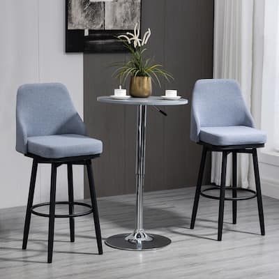 HOMCOM Extra Tall Bar Stools Set of 2, Modern 360° Swivel Barstools, Dining Room Chairs with Steel Legs and Footrest