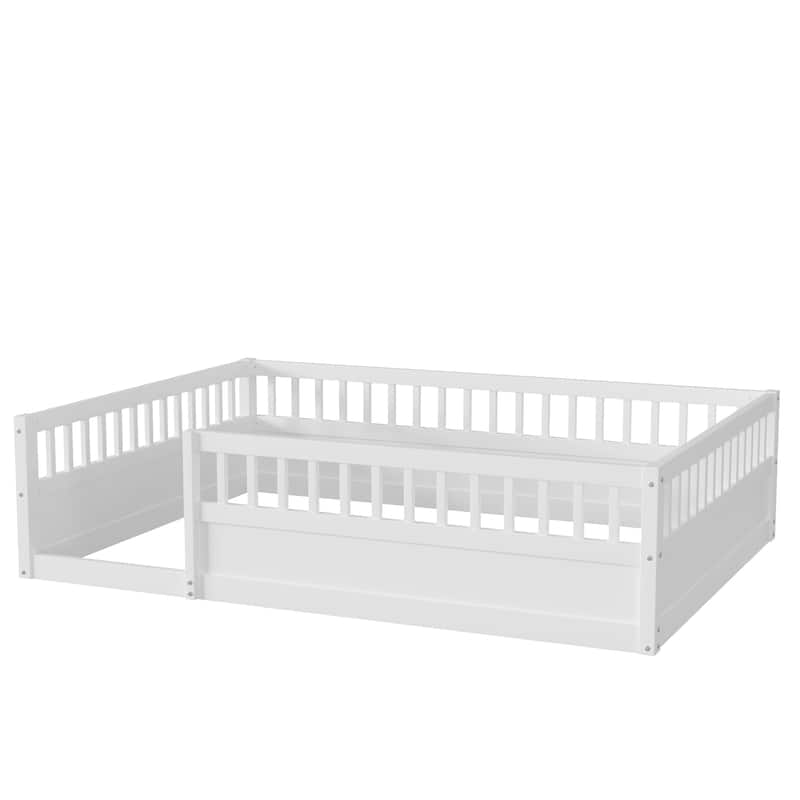 Montessori Floor Bed Frame with Safety Fence