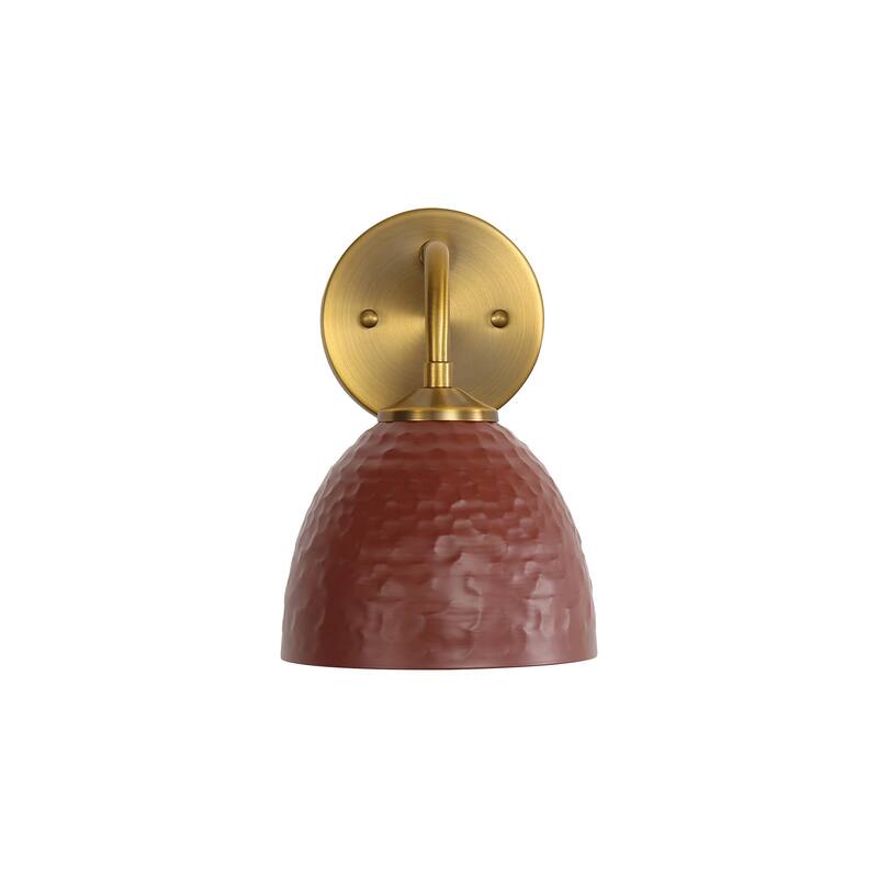 Golden Lighting Shepard 1-light Wall Sconce in Modern Brass and Russet Clay shade