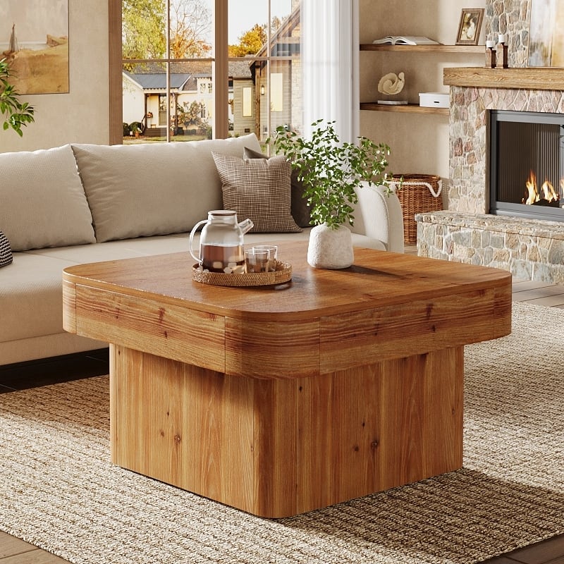 31.5'' Farmhouse Square Coffee Table for Small Spaces