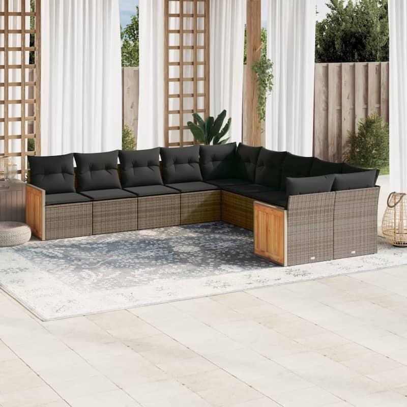 vidaXL Patio Sofa Set with Cushions Outdoor Conversation Furniture Poly Rattan