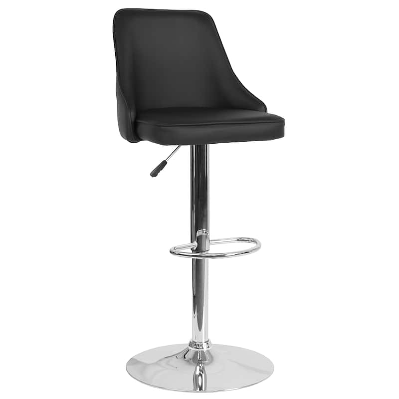 Modern Height-adjustable Chrome Barstool - 18"W x 19"D x 35.75" - 44.25"H - 18"W x 19"D x 35.75" - 44.25"H