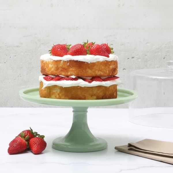 Martha Stewart 10 Inch Jadeite Cake Stand With Glass Dome