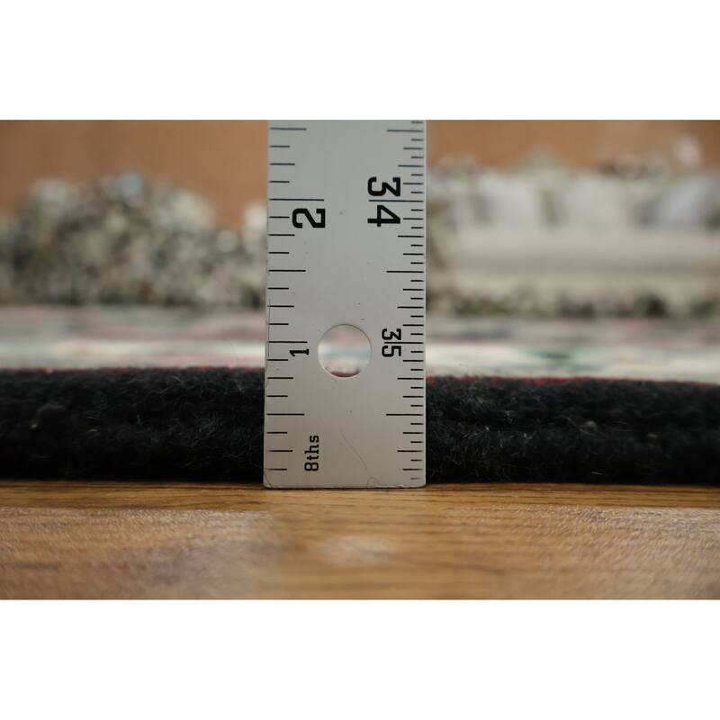 Hand Knotted Oriental 100% Wool Carpet Traditional All-Over Black Agra Area Rug - 6' 1'' X 4' 2''