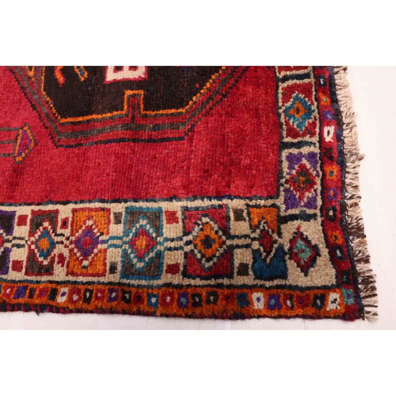 ECARPETGALLERY Hand-knotted Melis Vintage Red Wool Rug - 4'4 x 10'6