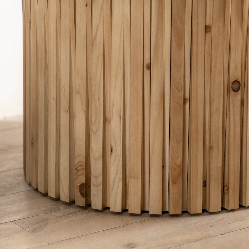 Retro Fashion Style Cylindrical Coffee Table with Vertical Texture Relief Design
