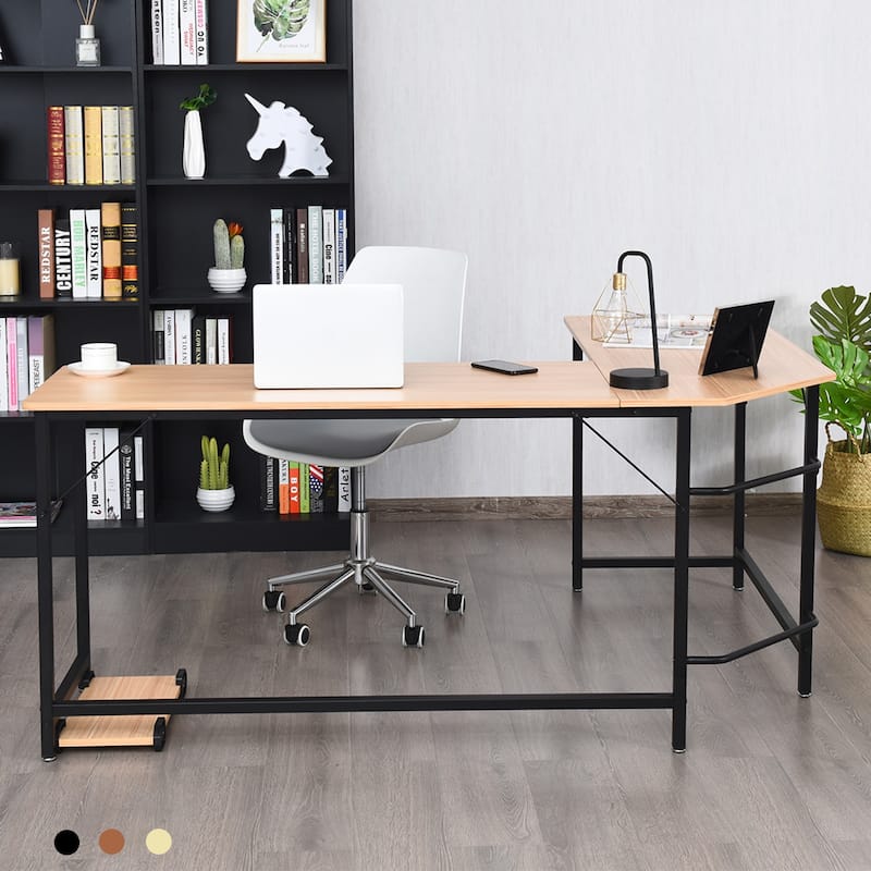 Costway L-Shaped Computer Desk Corner Workstation Study Gaming Table