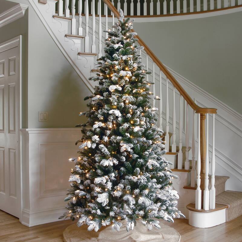National Tree Company 6.5 ft. Snowy Everest Fir Medium Tree with Clear Lights - 6.5 Foot
