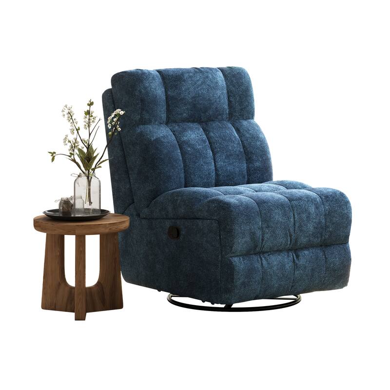 360° Swivel Rocker Recliner Chair Chenille Upholstered Manual Recliner