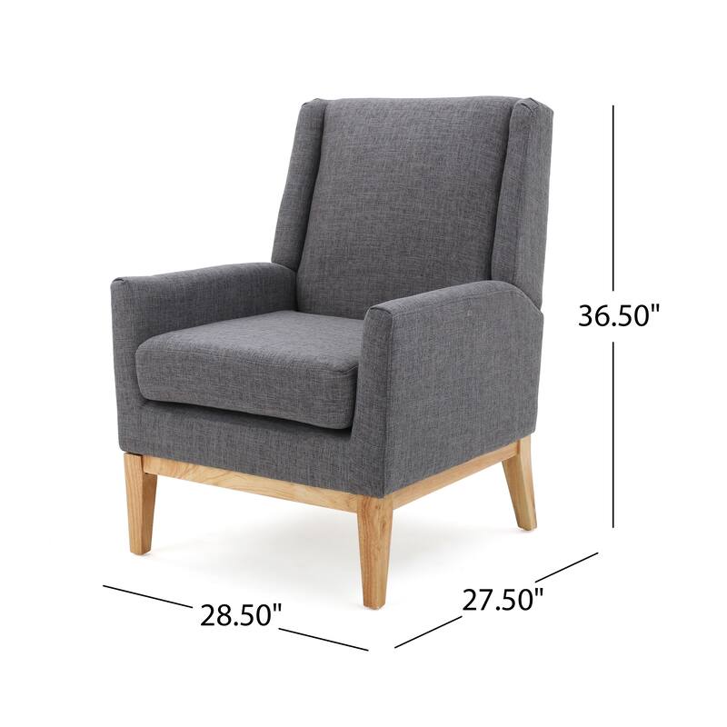 Modern 27.5" Upholstered Accent Chair with Wide Cushion and Wood Legs for Living Room