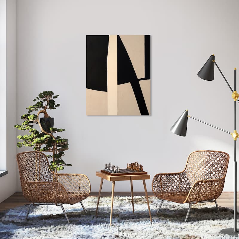 Wynwood Studio Canvas Abstract Mat in Earthtones Black and Tan Modern & Contemporary Wall Art Canvas Print - 30 x 36