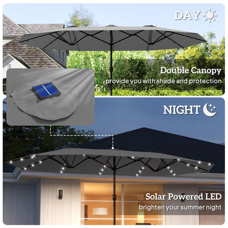 Double-Sided Large Patio Umbrella with Crank Handle Outdoor Canopy for Backyard Garden or Patio