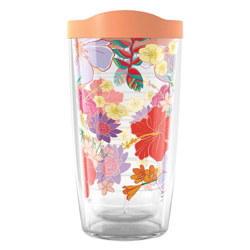 Tervis Tropical Hibiscus Party Made in USA Double Walled Insulated Travel Tumbler, Classic - 16oz