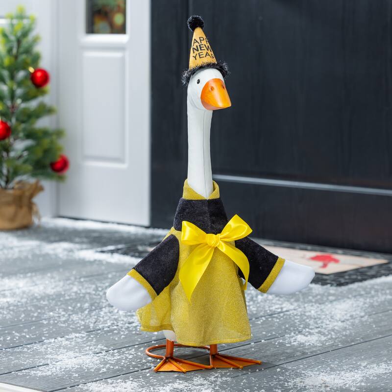 Porch Goose Outfit for Garden Statue - Happy New Year Dress