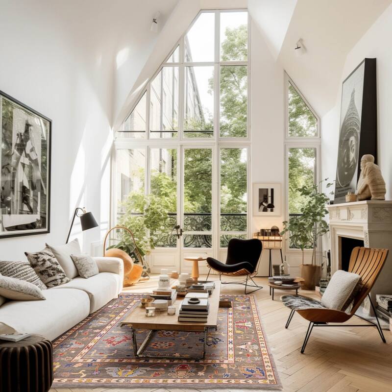 ECARPETGALLERY Hand-knotted Modern Oushak Grey Wool Rug - 7'11 x 9'11