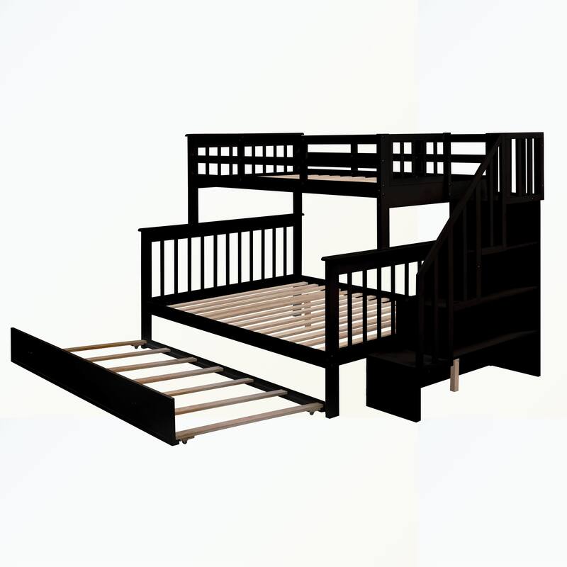 Stairway Twin-Over-Full Bunk Bed with Twin size Trundle