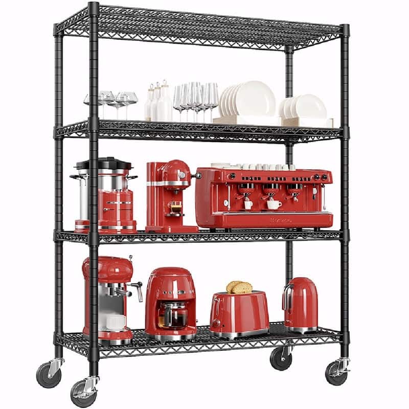 Industrial Metal Shelving, 4-Tier Storage Rack for Garage, Pantry, Warehouse and Basement