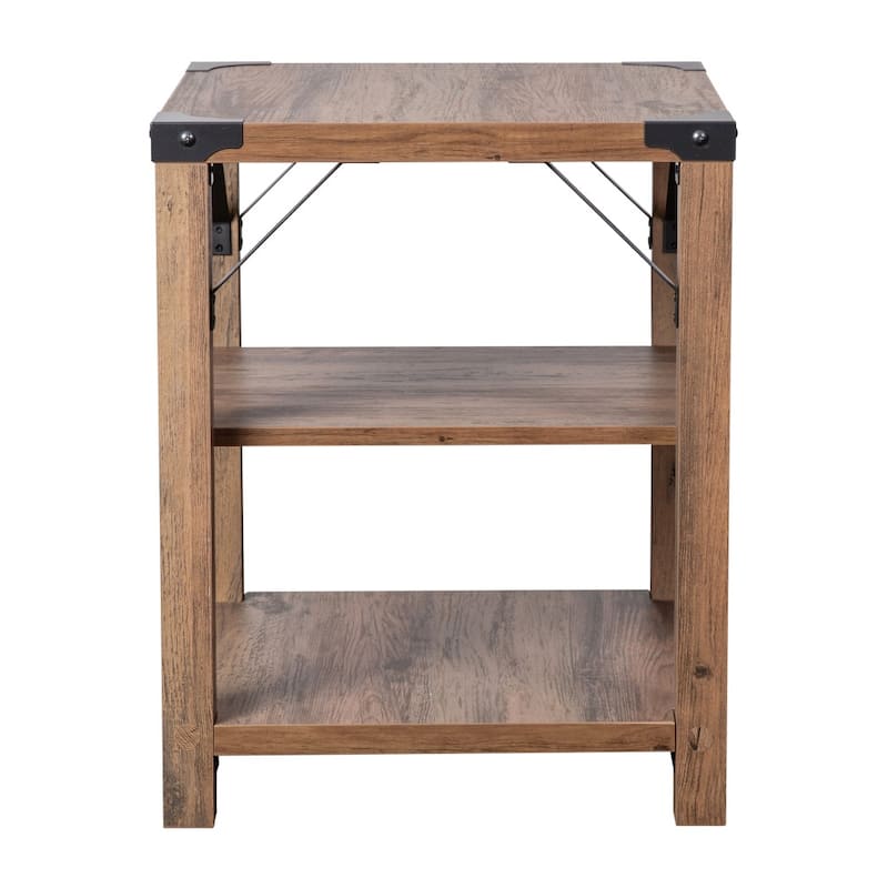 3-Tier Side Table with Metal Side Braces and Corner Caps