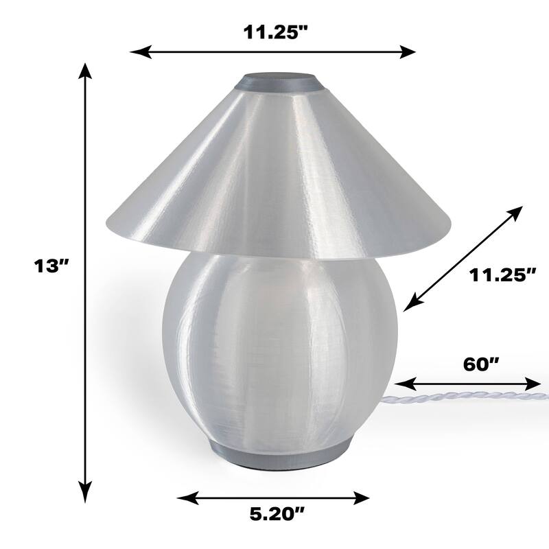 Gema 13" Modern Contemporary Plant-Based PLA 3D Printed Dimmable LED Table Lamp, by JONATHAN Y