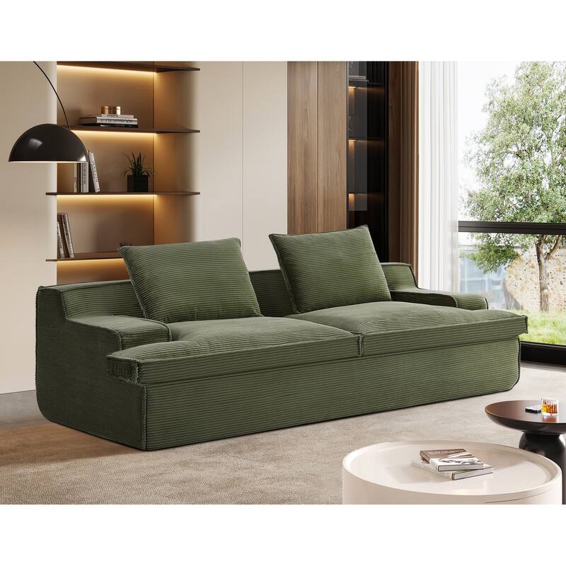4 Seater Ergonomic Compressed Sofa Oversized Corduroy Couch
