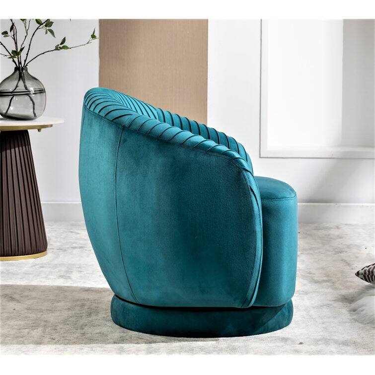 Modern Barrel Swivel Chair with Plush Velvet Upholstery and Smooth 360° Rotation Round Accent One-Seater Sofa