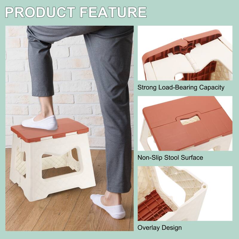 9" Folding Step Stool for Adults 220 lbs Capacity - 10.2 x 7.5 x 9.4inch