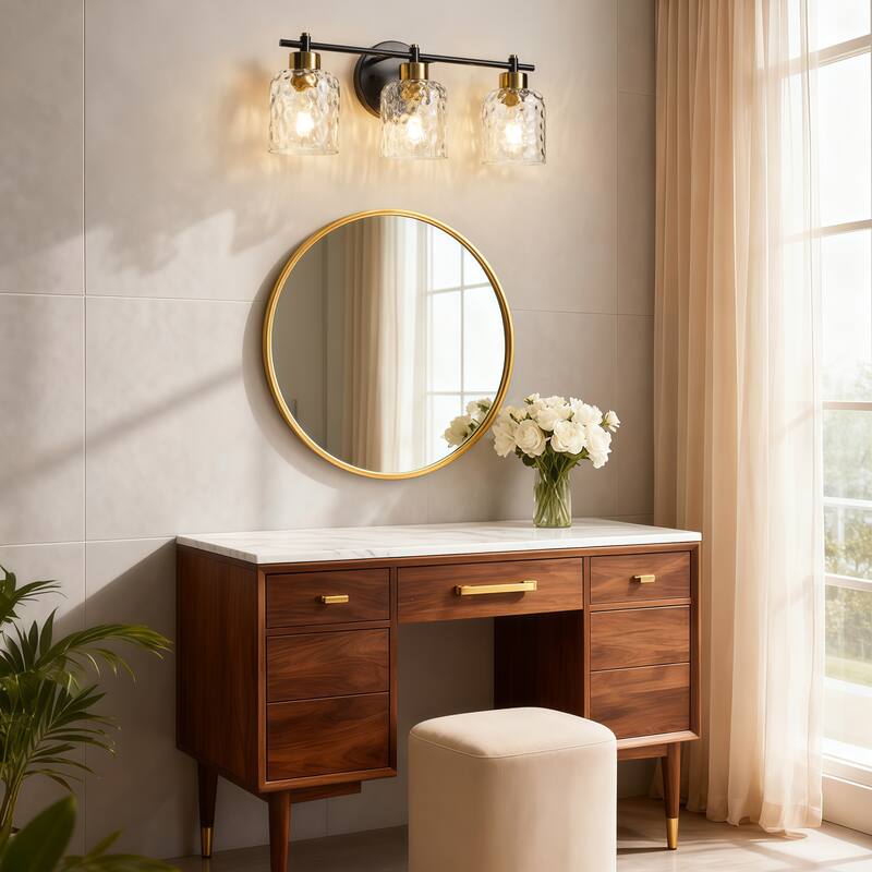 Starsky 2/3/4 Light Modern Dimmable Hammered Glass Bathroom Vanity Light