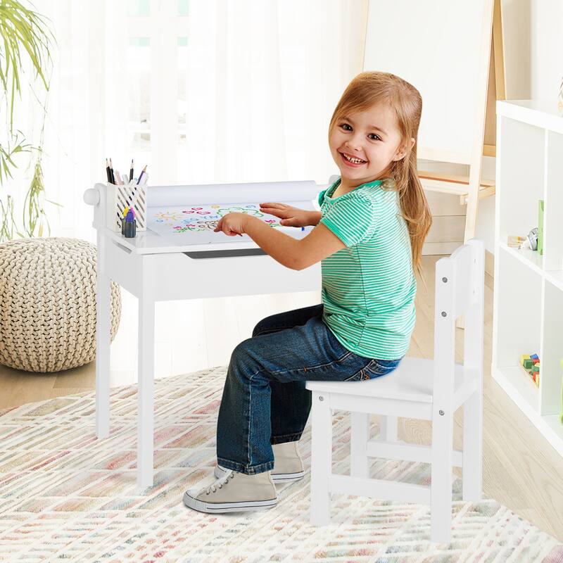 Costway Toddler Craft Table & Chair Set Kids Art Crafts Table - See Details