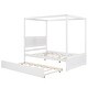 preview thumbnail 15 of 25, Wood Canopy Bed with Pull Out Trundle Bed, Full Size Canopy Platform Bed with Headboard and Footboard - No Box Spring Needed