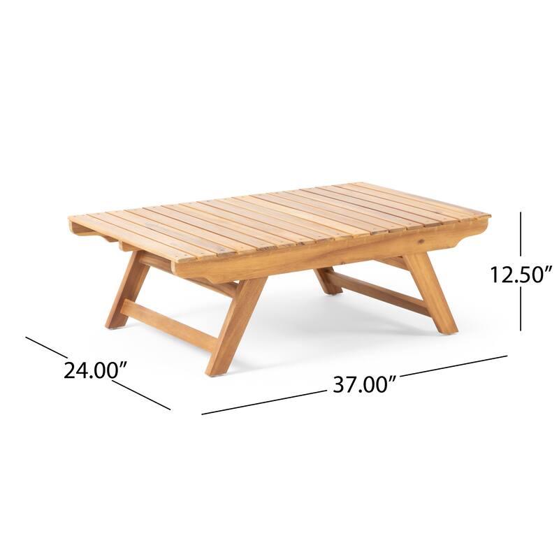 Sedona Outdoor 4 Seater Acacia Wood Chat Set with Side Table and Coffee Table by Christopher Knight Home