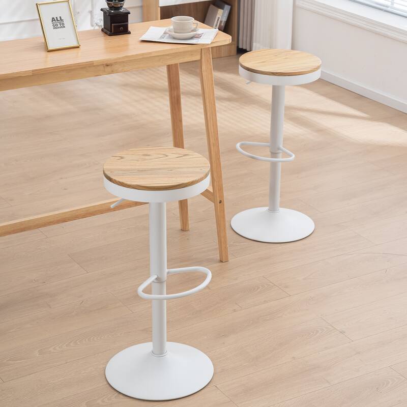 Adjustable Swivel Bar Chairs Backless Round Barstools Set of 2